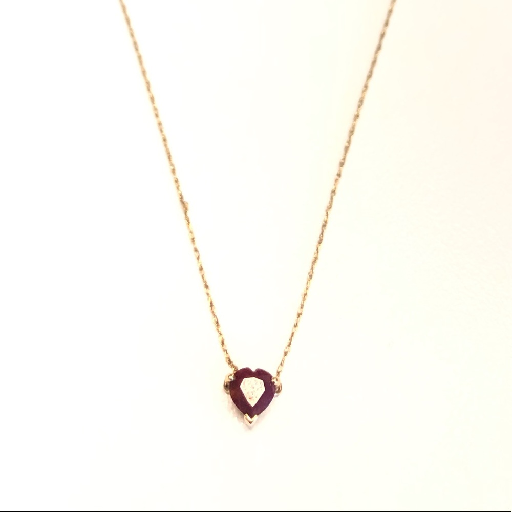 Red little ruby heart necklace 10k